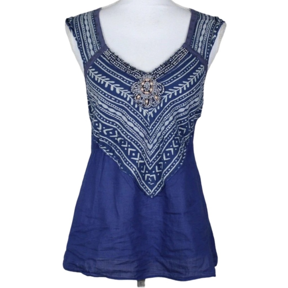 Free People Beaded Lace Up Back in Cotton/Linen